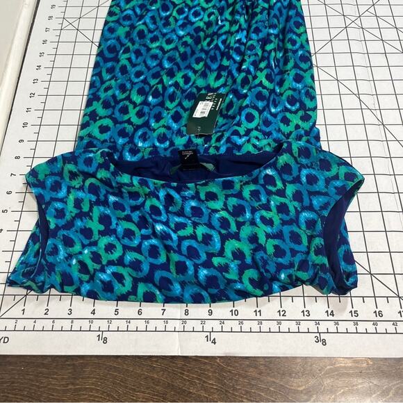 Lauren Ralph Lauren Twist Front Jersey Slinky Sheath Dress Blue Green Circle NWT - Picture 7 of 11